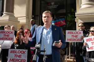 Warner Brothers Paramount Merger Protest In New York City