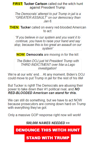 Eigel fundraising email, first page