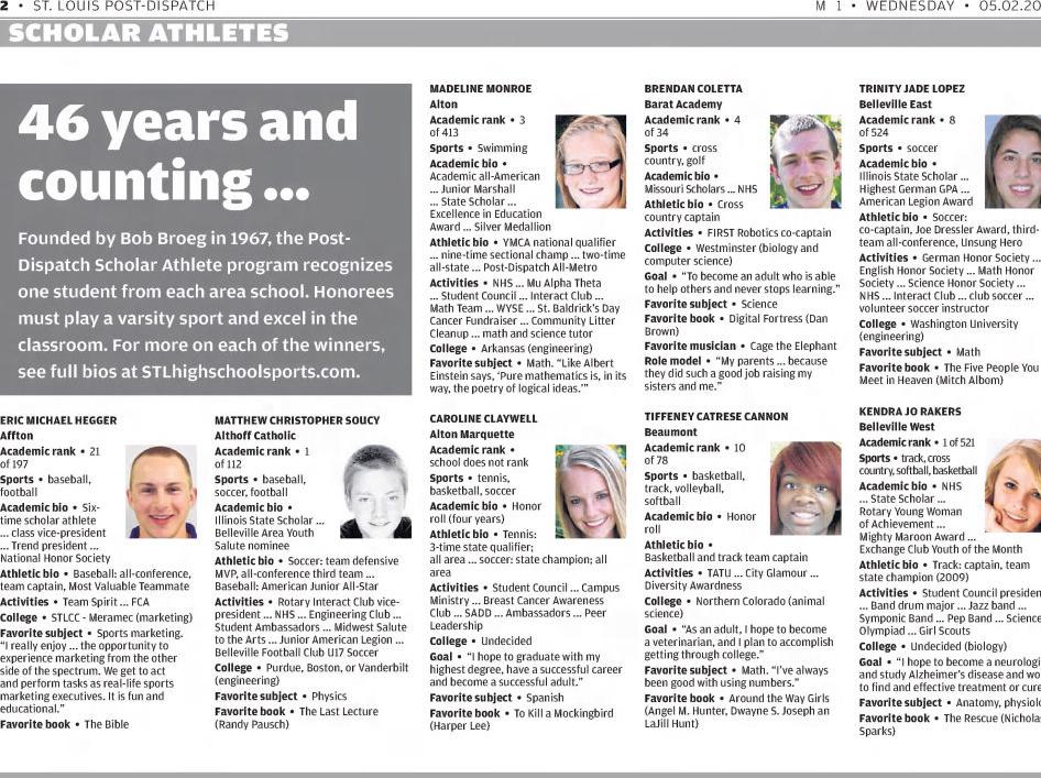 Scholar Athletes 2012 Stlhss Scholar Athletes Stltodaycom - 