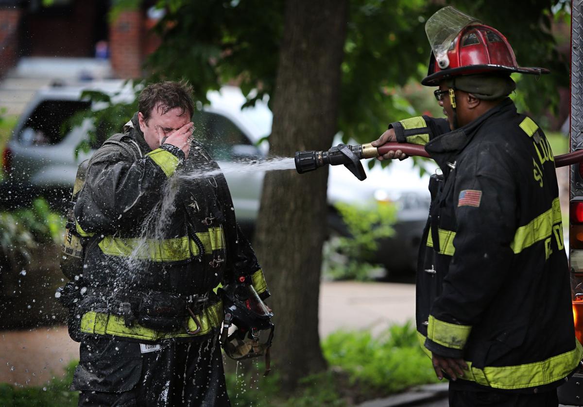 Washing off after fire