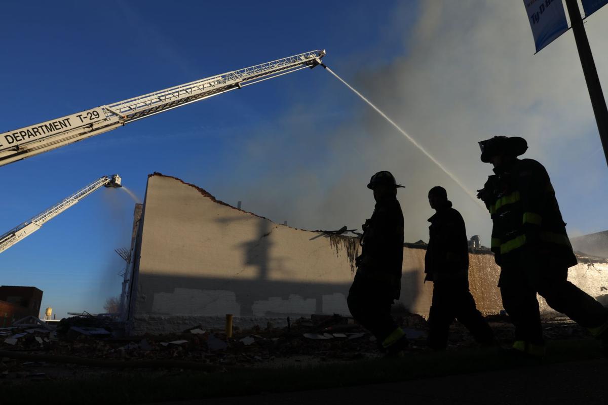Warehouse fire second day