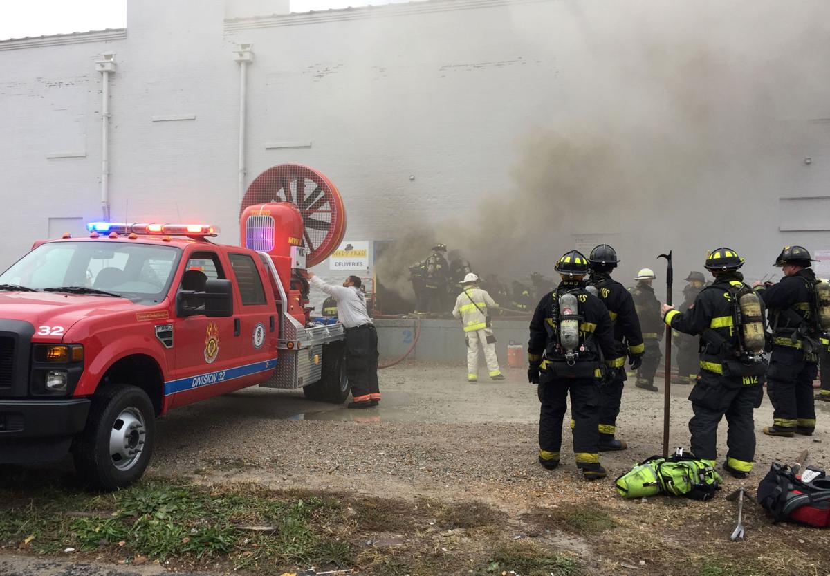 St. Louis firefighters fight a warehouse fire