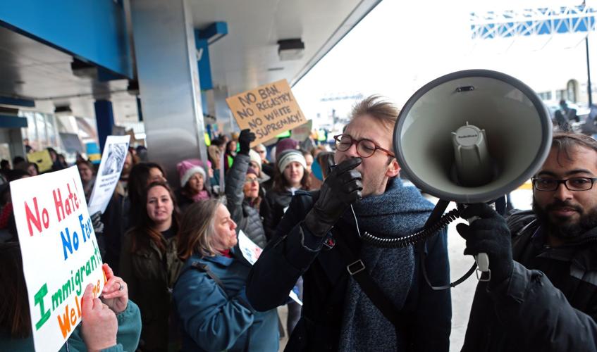 Protest at Lambert-St. Louis International Airport over refugee ban