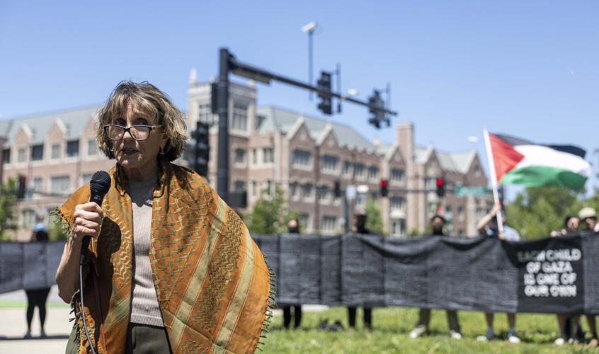 Press conference after Palestine protest arrests at Washington University