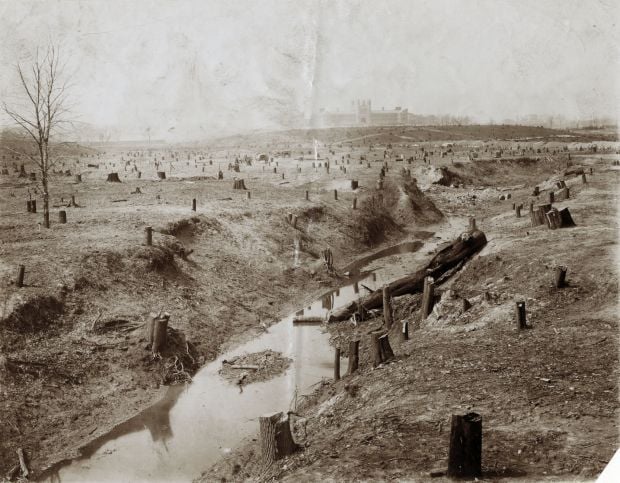 River Des Peres in denuded Forest Park, 1902