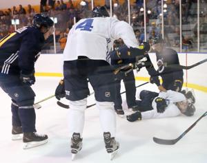 Blues' Sanford injured first day of camp