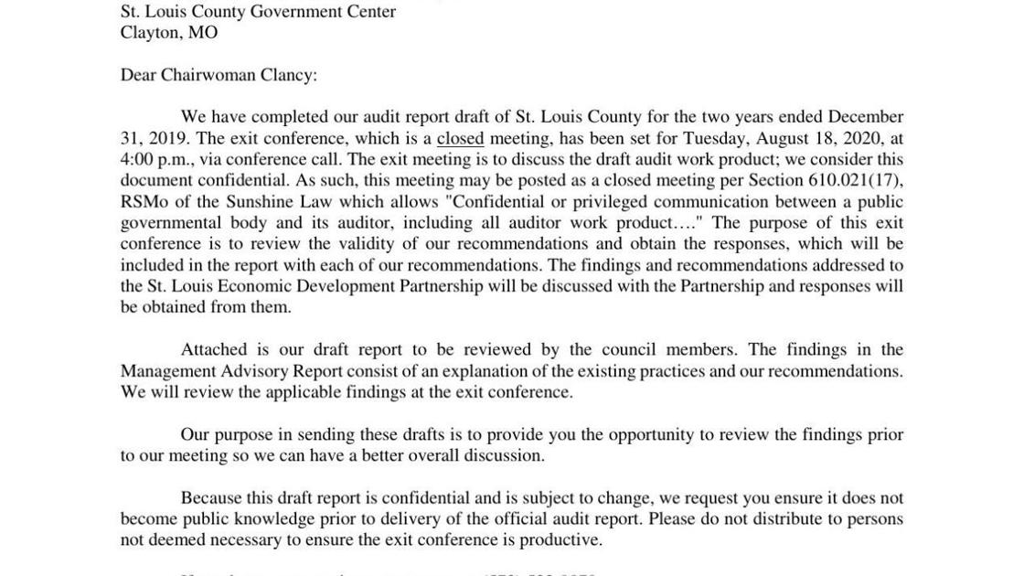Draft of state audit of St. Louis County | Online | 0