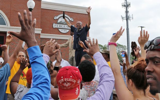 People protest the shooting of Michael Brown