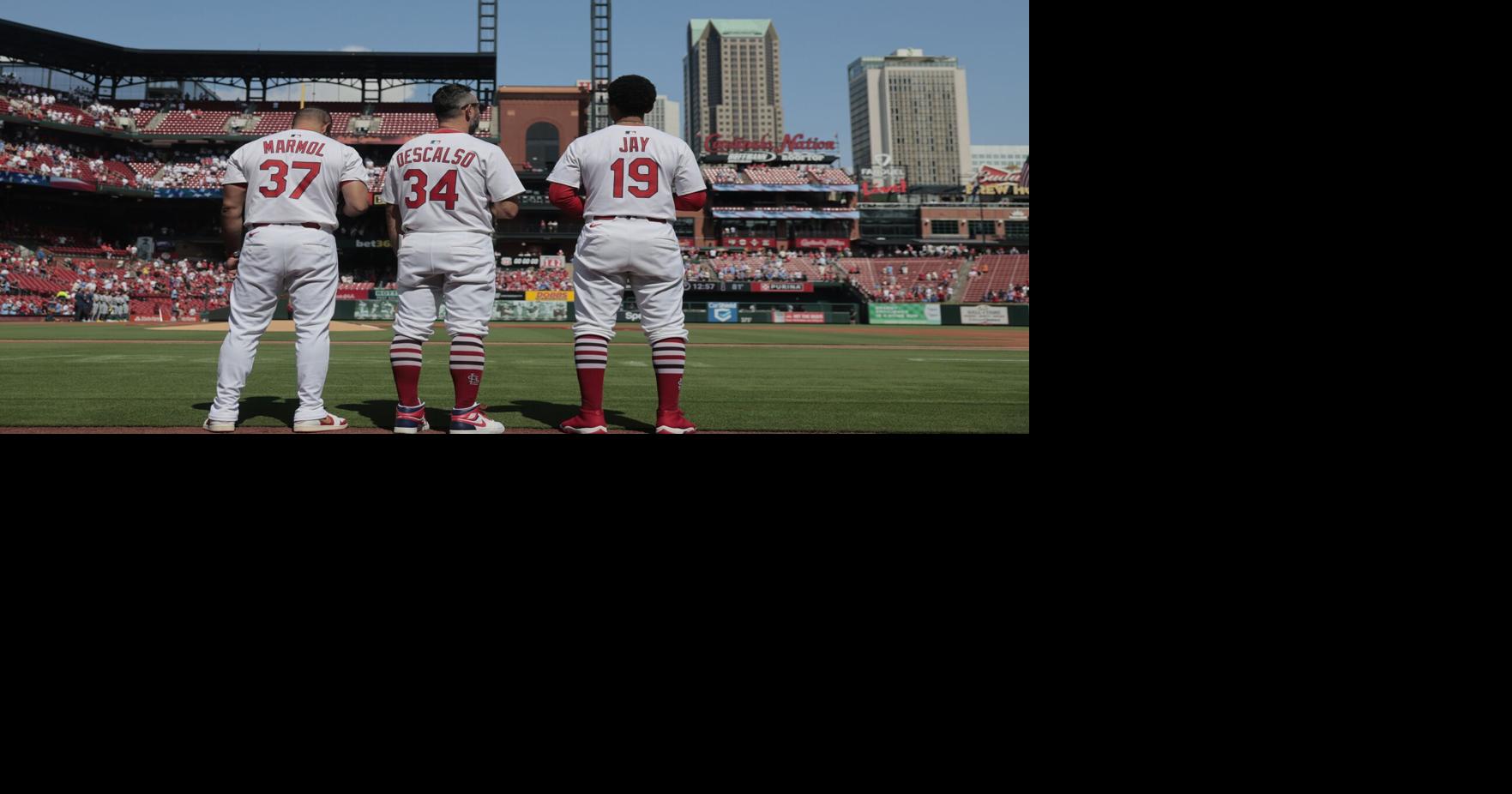 Image for article Hochman Sunday symbolism at Busch  Arenado, Mo, empty seats, Herrera HRs for Cardinals