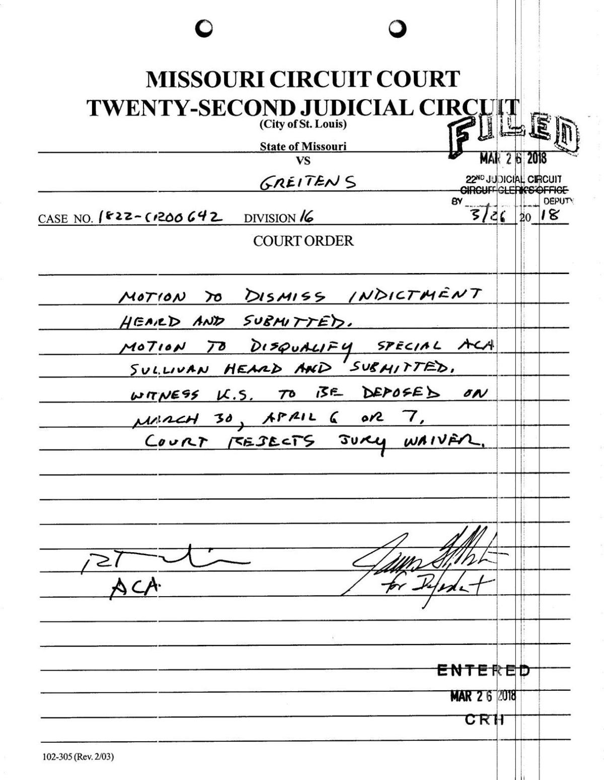 Document Burlison Rejects Gov Eric Greitens Request For Bench