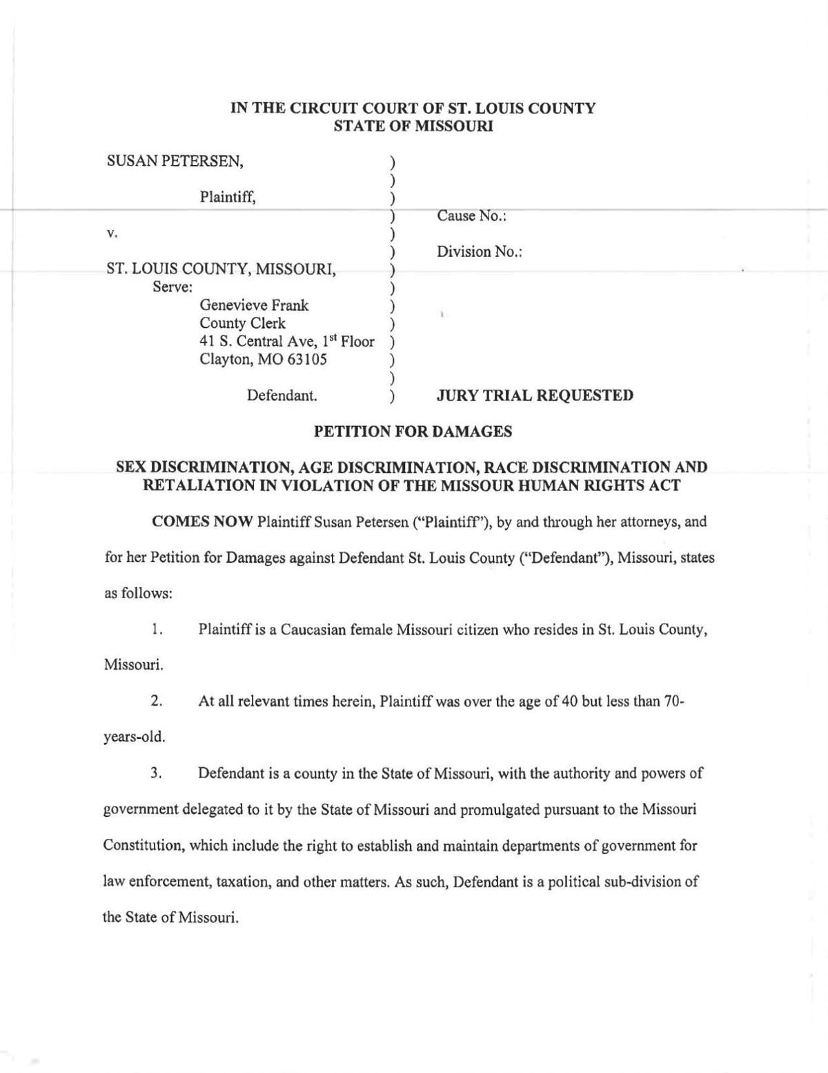 Read: Susan Petersen v. St. Louis County