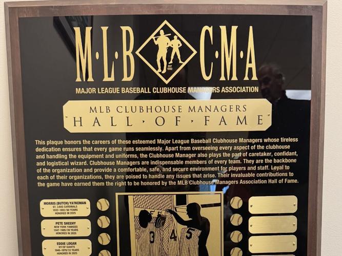 MLB Clubhouse Managers Association's Hall of Fame plaque, featuring Butch Yatkeman