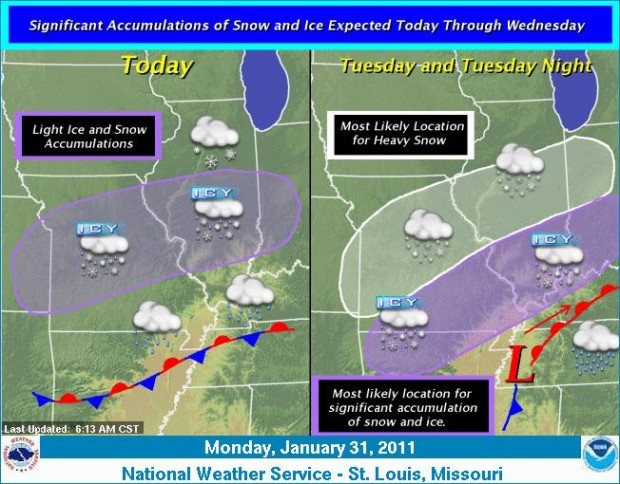 Storm forecast from the National Weather Service.