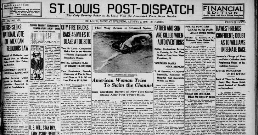 See the Aug. 2, 1926, front page: City fire trucks race 45 miles to blaze at De Soto