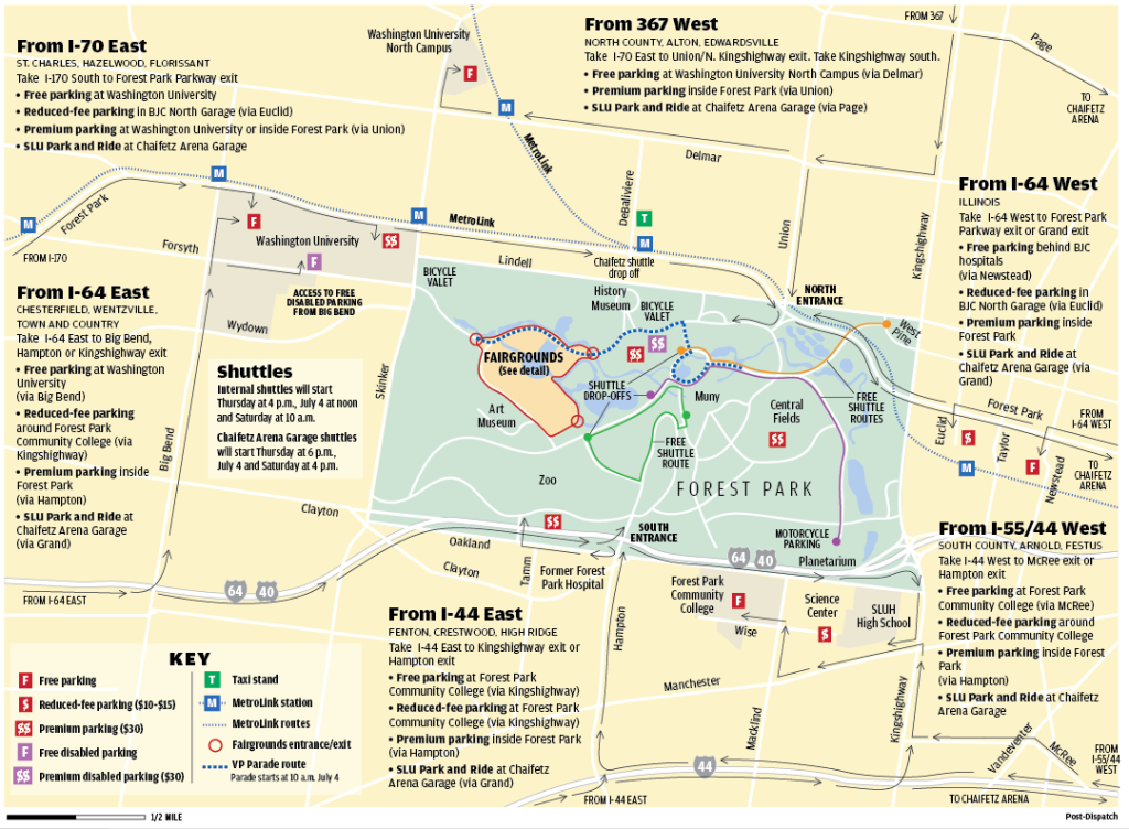 Fair St. Louis guide to parking and traffic downloadable map