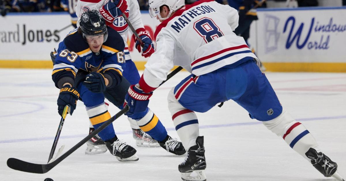 Philip Broberg's four points lead Blues past Canadiens 6-1 for seventh ...