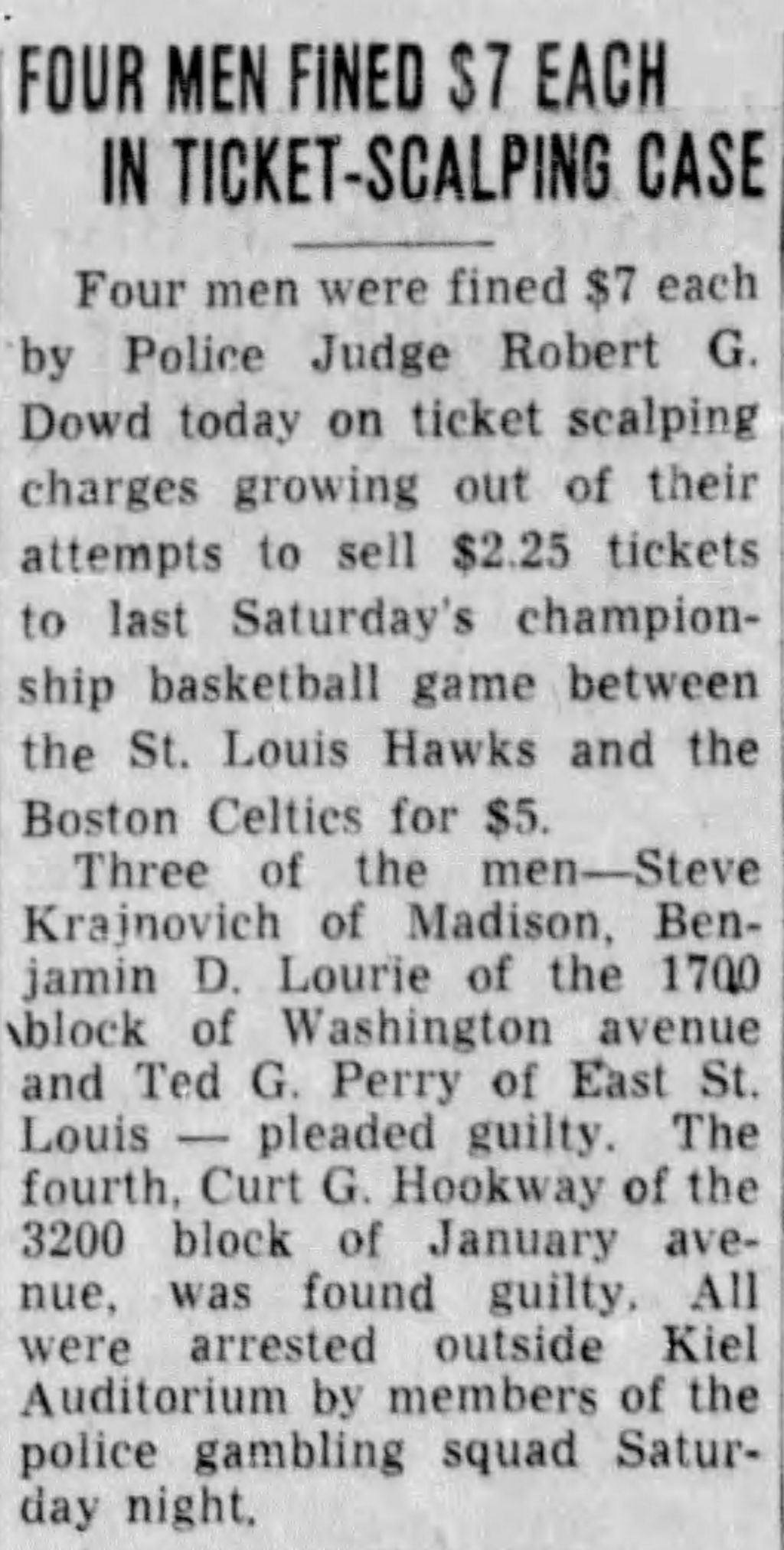 1958 St Louis Hawks NBA Finals 18k GP Brass India