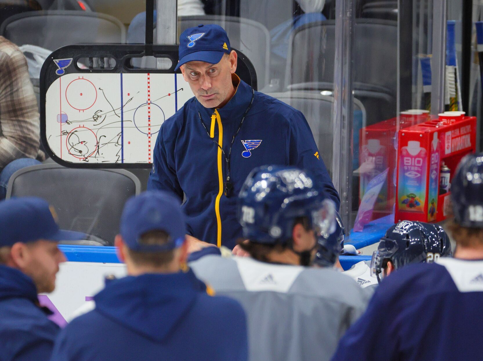 Blues Interim Head Coach Drew Bannister Takes Questions During Thursday ...