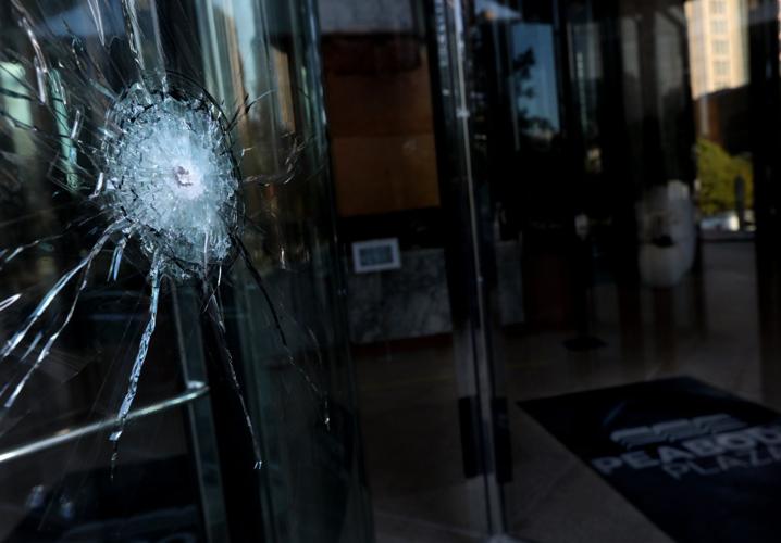 Several windows shattered on Peabody Plaza over Labor Day weekend