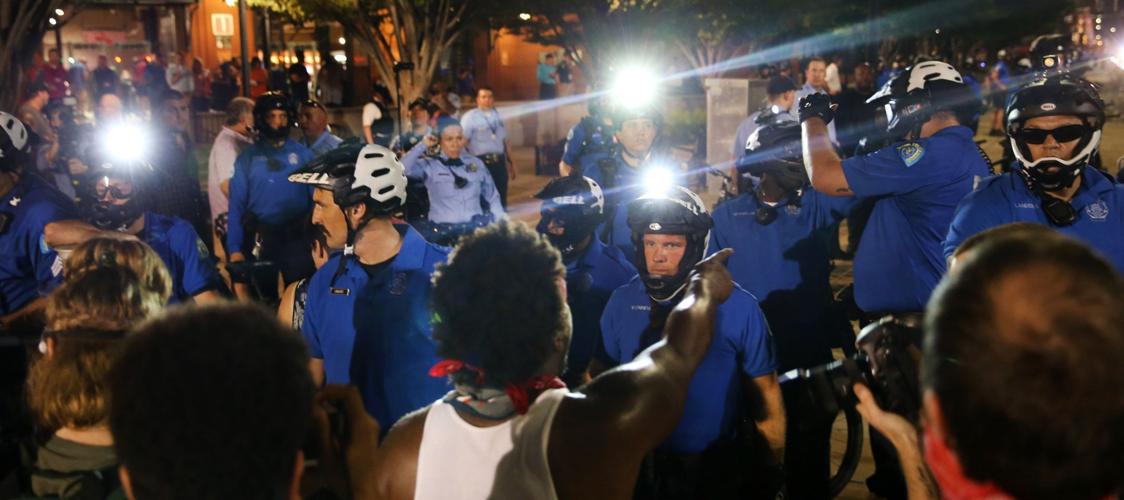 Protesters march in downtown St. Louis