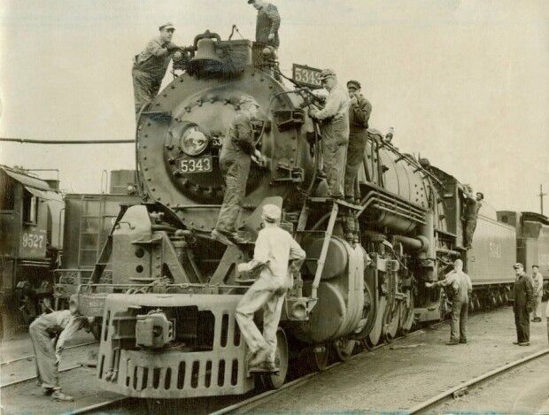 Missouri Pacific popular Railroad - Engine 1523 at Dupo Illinois April 1952 - Rare Vintage Photo Negative 6