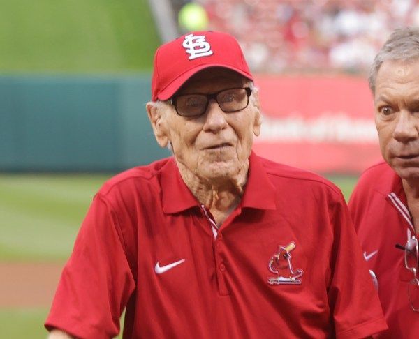 Throwing out the first pitch at 106 years old