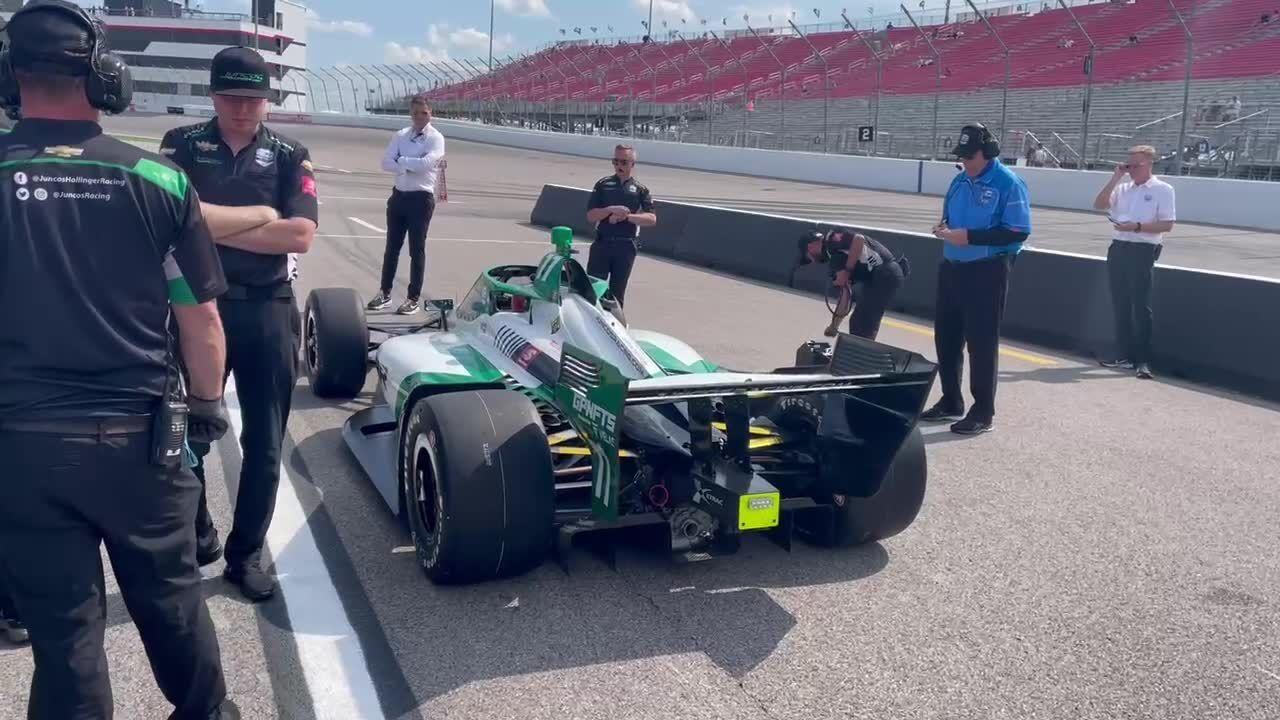 Watch now: IndyCar racer Callum Ilott peels out in qualifier