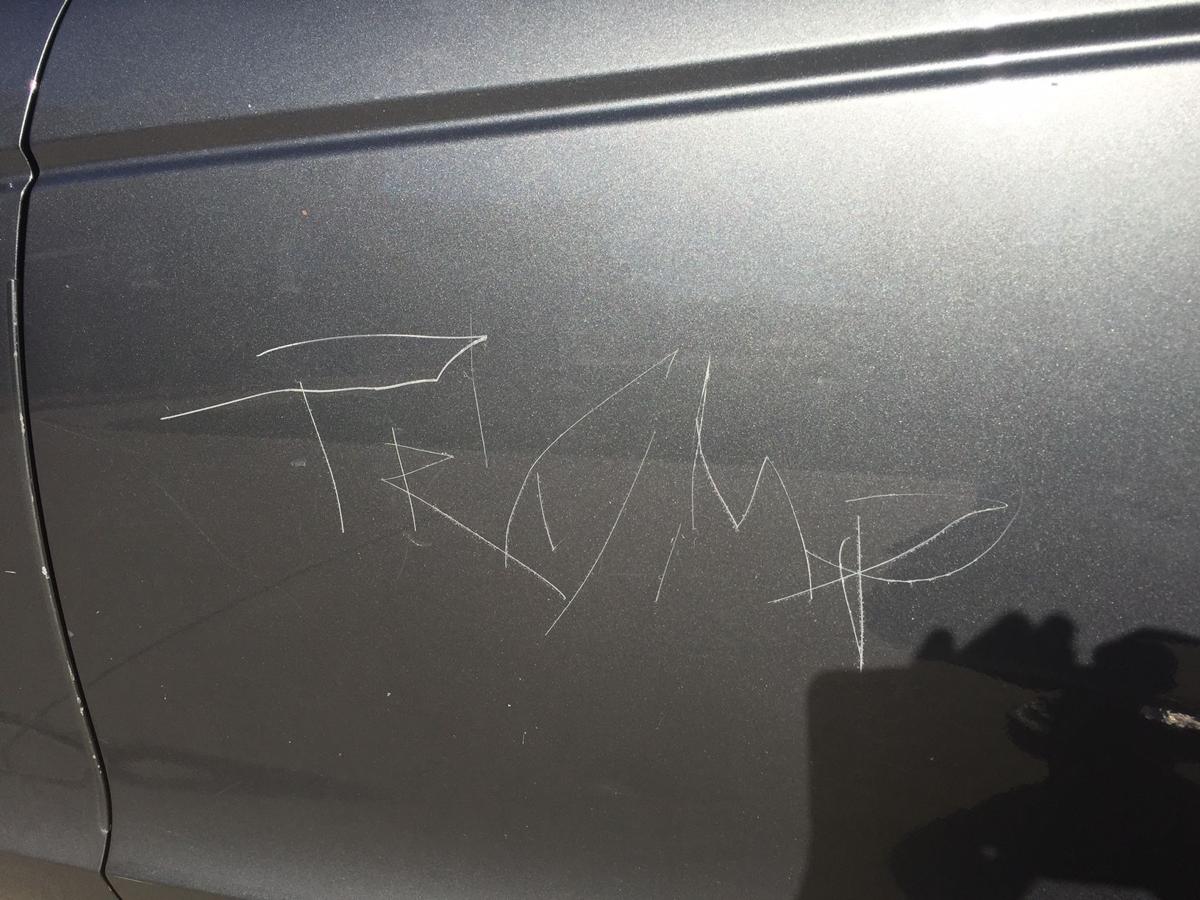 'Trump' scratched into a car in Town and Country