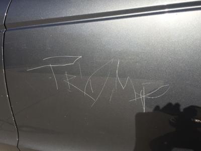 'Trump' scratched into a car in Town and Country