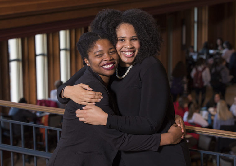 Jasmine Brown (left) and Camille Borders, both seniors at Washington University, have been named 2018 Rhodes Scholars. Photo: St. Louis Dispatch