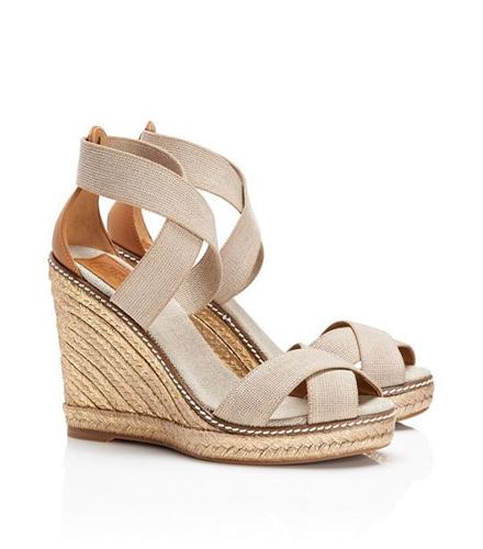 High & Low: Neutral Elastic Strap Wedges