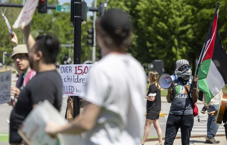 Press conference after Palestine protest arrests at Washington University