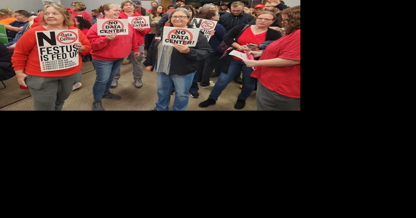 The residents have spent weeks going door to door across Festus gathering signatures for a petition that would require a vote before data centers are approved for the next decade.