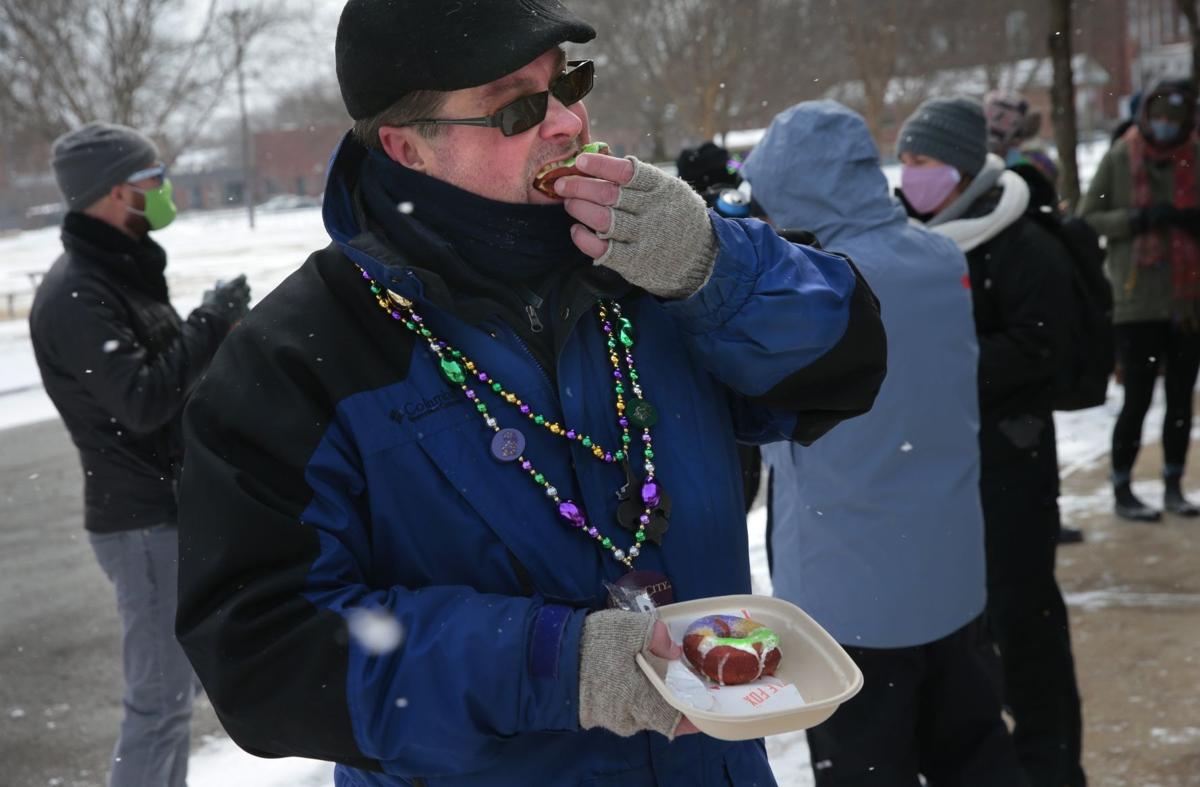 Snow parade through Fox Park