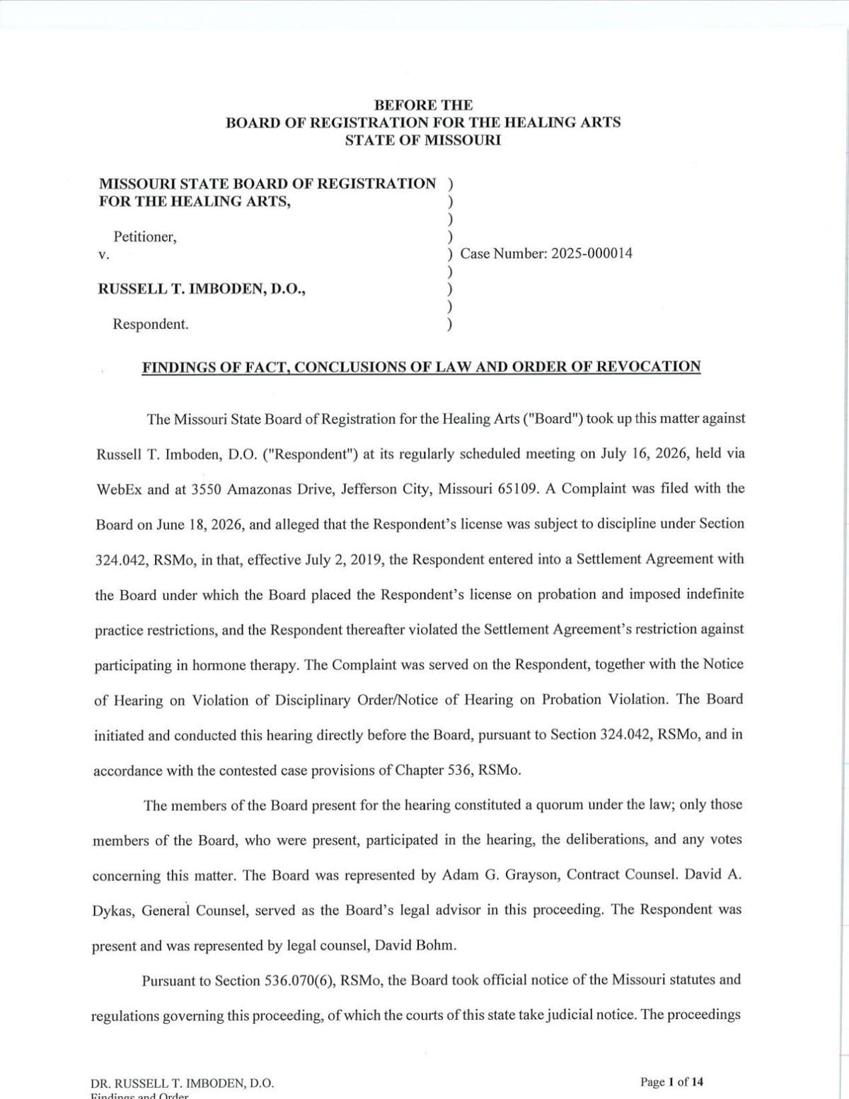 Detention Board.pdf Read the Healing Arts Board's findings and order against Dr. Russell ...