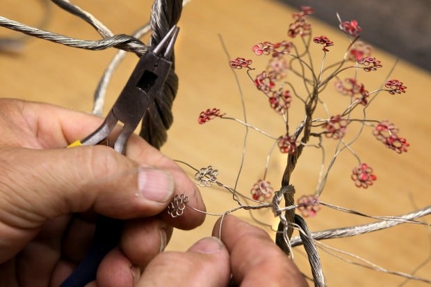Wire Strands Are Shaped Into Sculptures of Bonsai Trees