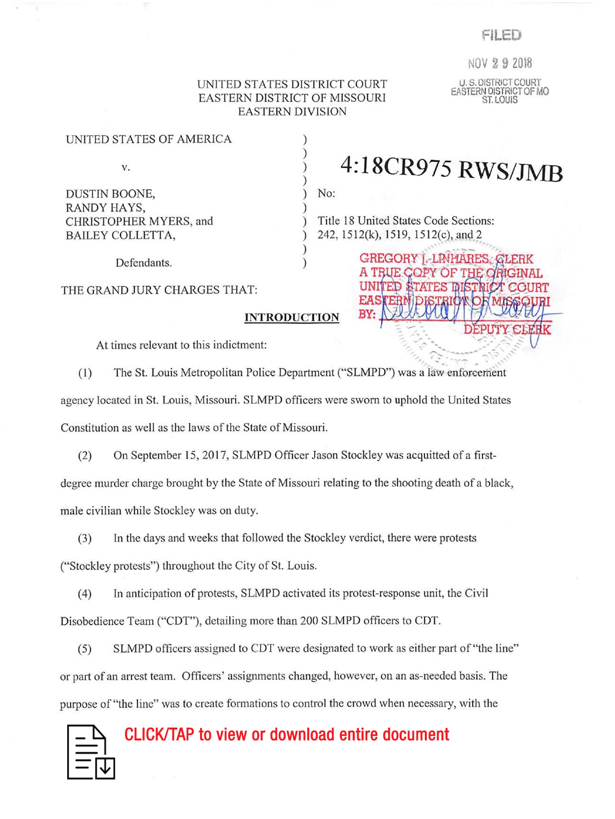 Read the indictment against the St. Louis police officers (NOTE: LANGUAGE WARNING)