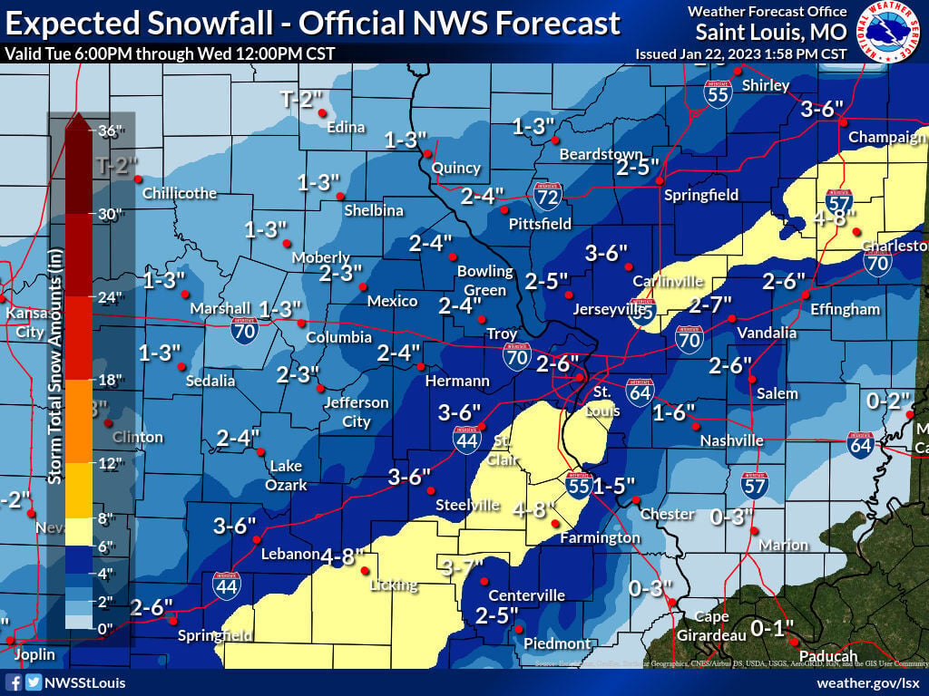 A snowstorm could hit the St. Louis region Tuesday night