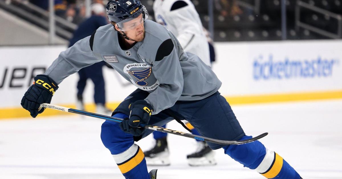Blues defenseman Philip Broberg skating on his own, is ahead of schedule ...