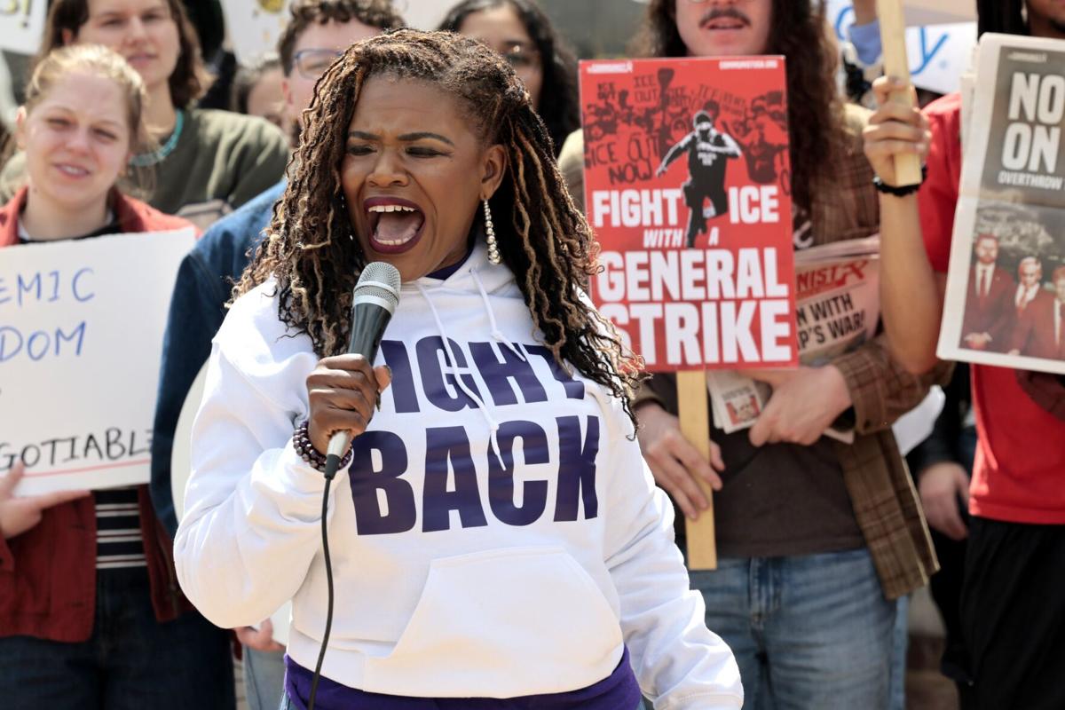 Cori Bush suppoorts WashU Graduate Workers Union demand protections for international community and demand end to budget cuts in the College of Arts & Sciences