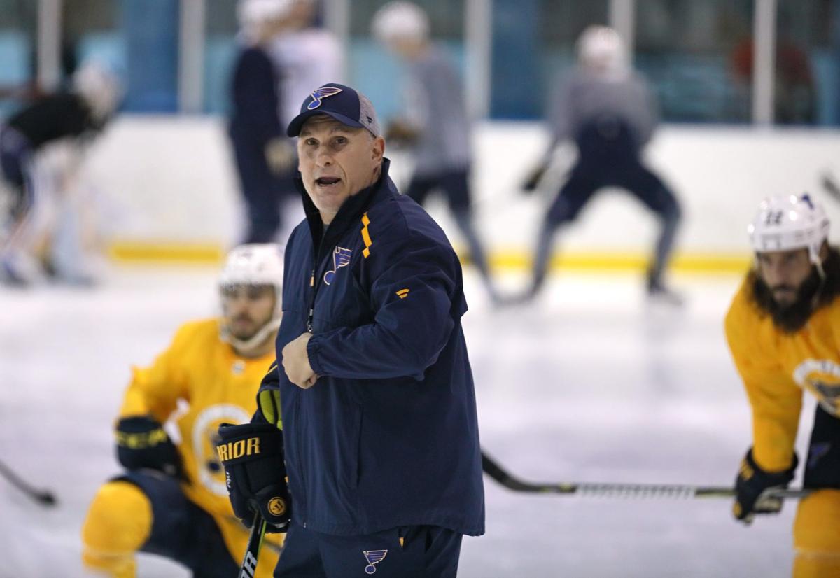 Blues practice before playoffs