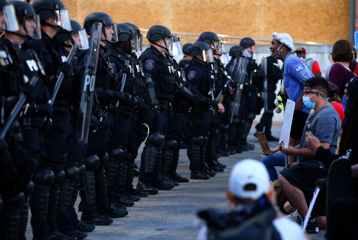 Police and protesters meet in Ferguson