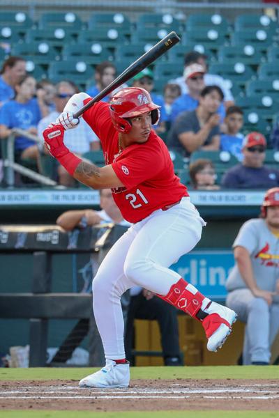 Cardinals prospect Deniel Oritz hits for the Class Low-A Palm Beach Cardinals
