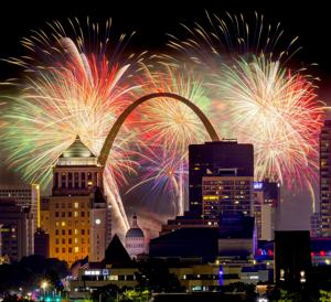 Fireworks light up the St. Louis skyline for America's 250th birthday