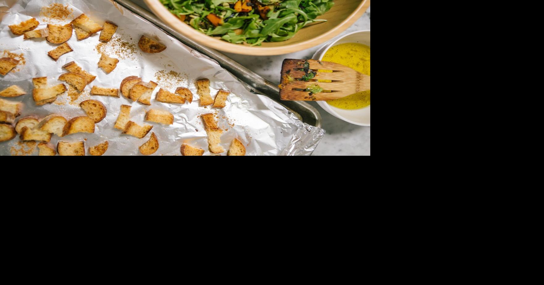 Leftover Hot Dog Bun Croutons Recipe