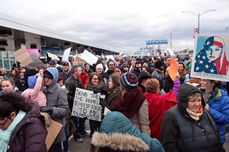 Protest at Lambert-St. Louis International Airport over refugee ban