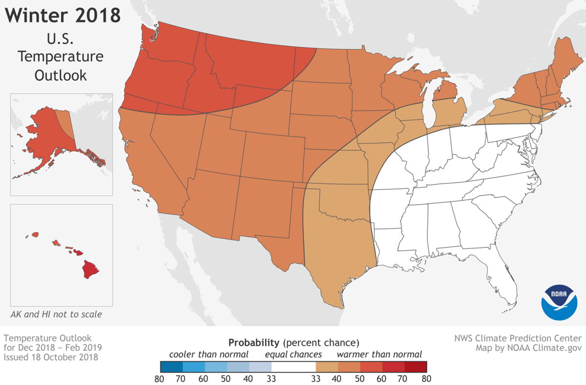 Wet and mild Warm winter predicted for much of the U.S., including