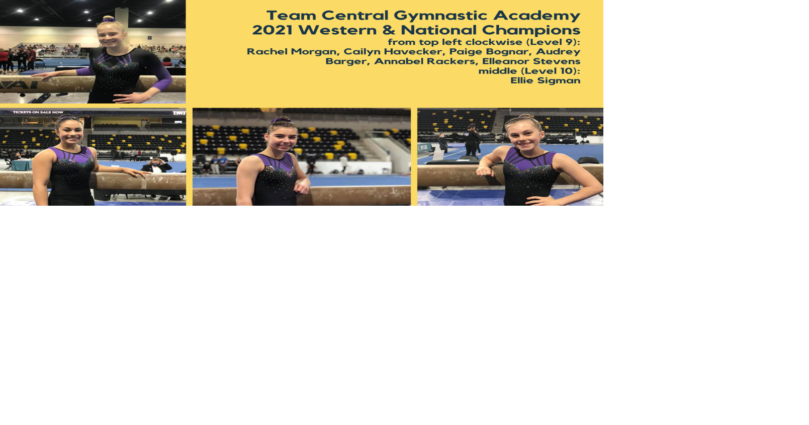 Team Central Gymnastic Academy Athletes Excel at Region 4 Championships