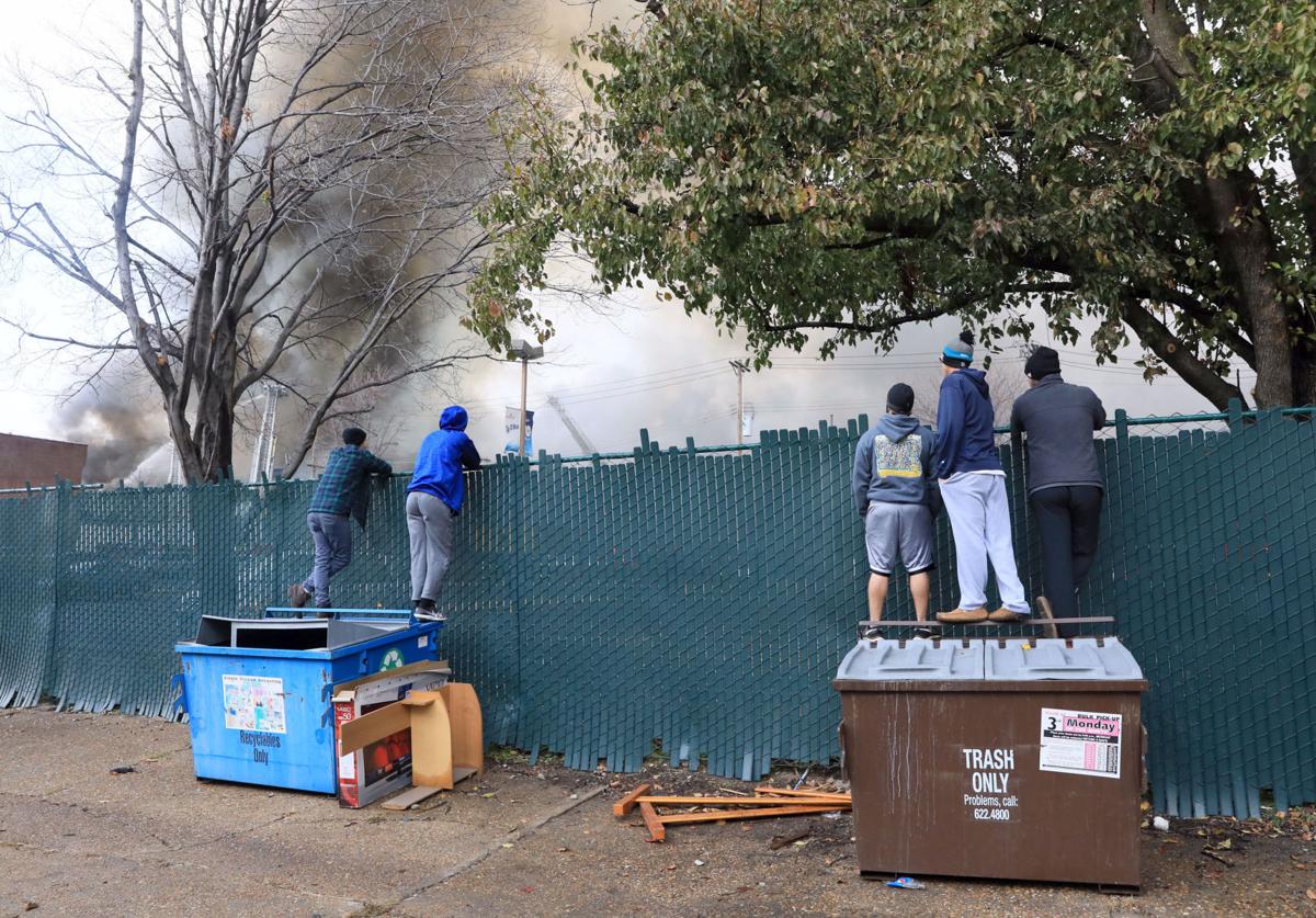 St. Louis firefighters fight a warehouse fire