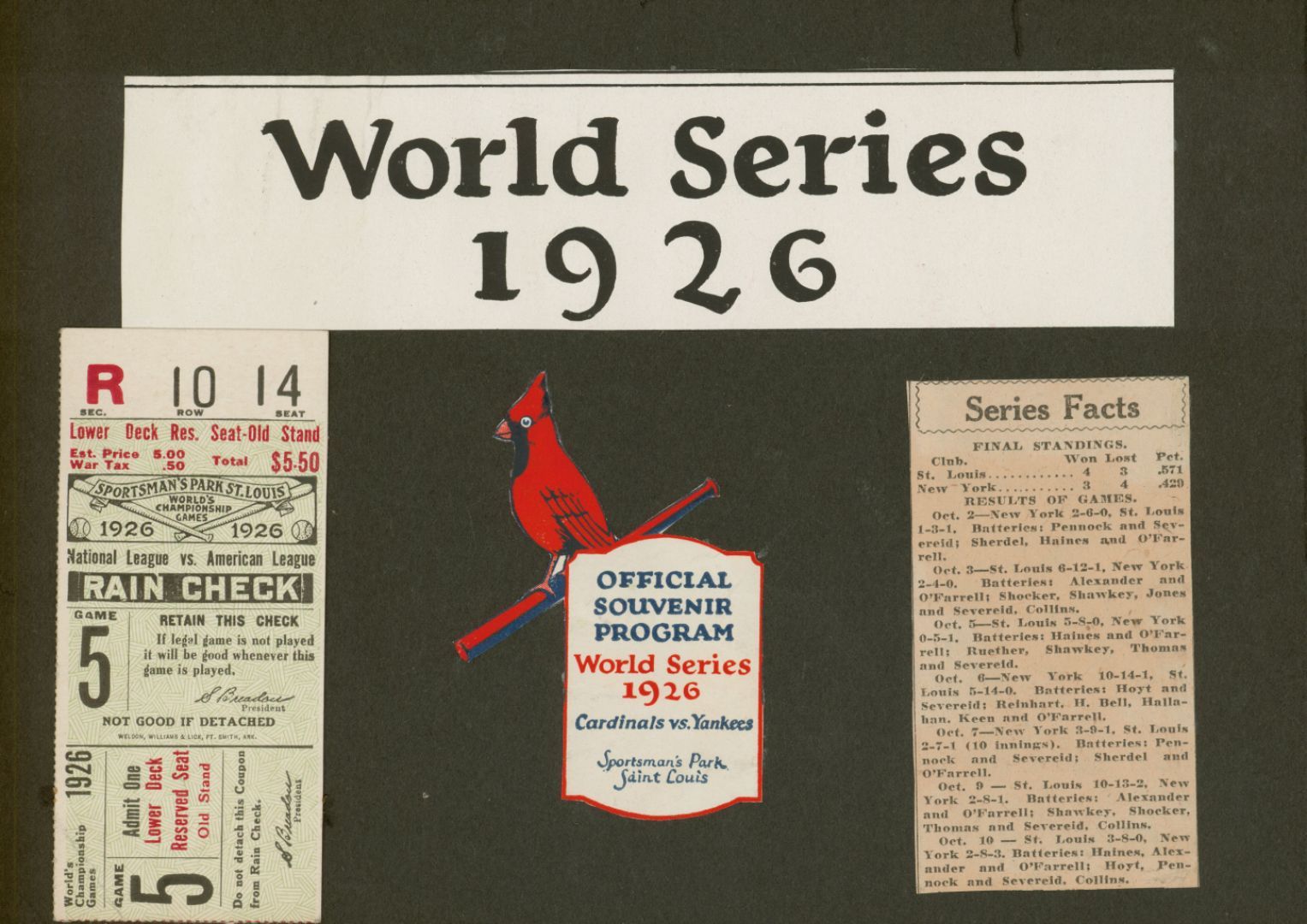 1926 World Series Poster Cardinals vs Yankees 